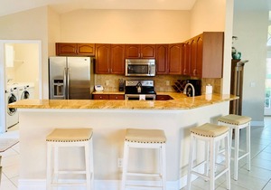 A true gem in Briarwood we call Seven Palms,a 3 bed, 2 bath private pool home