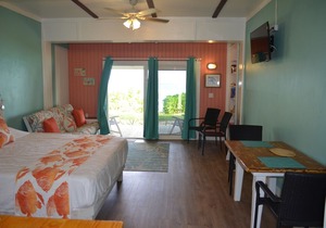 Beachfront large one bedroom studio, adjoining studio can be added to make 2/2.