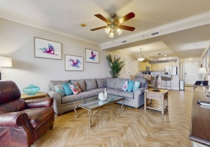 Bright & beachy waterfront condo with pools, tennis, gym, spacious balcony & W/D