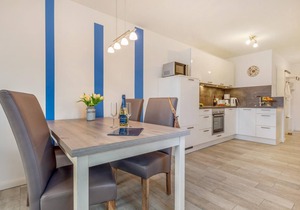 Bright, modern vacation apartment with upscale furnishings and a view of the Bodden