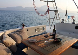 Catamaran with skipper and hostess Cyclades