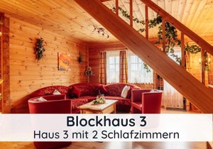Der Fuchsbau - 3 separate Blockhäuser - ruhige Lage - 50m bis zum Wald - eingezäunter Garten