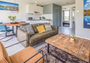 This particular four-person suburban home was built in June 2017 and is very comfortably furnished.