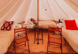 Triple Tent w/ Shared Bathroom - Find us among the juniper trees and open sky.