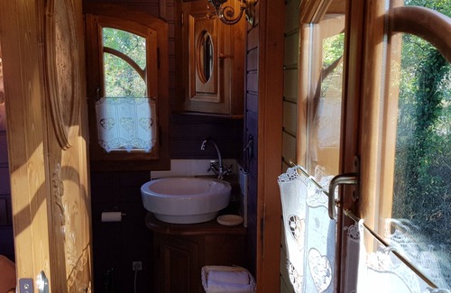 Bussac-Foret Bed & Breakfast | "AU BOIS CHERI" La Roulotte Gîte, Pool/Whirlpool