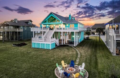 Galveston House | Beachfront Hideaway! Luxury Beachfront, SwimSpa, Game Room, Firepit by Bolivar Vacations
