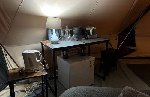 Llanfairpwllgwyngyll Cabin | Cozy Hot Tent With Log Burner & Hot Tub Left Tent