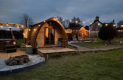 Llanfairpwllgwyngyll Cabin | Cozy Hot Tent with Log Burner & Hot Tub Left Tent