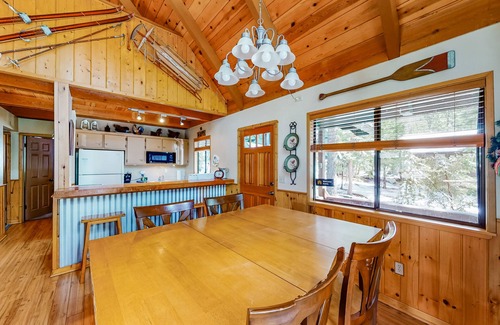 Dorrington House | Dog-friendly Big Trees Village cabin w/deck, gas fireplace, & private W/D