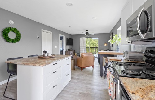 Indian Point Condo | Dog-Friendly Condo with Shared Pool, Washer/Dryer, and Central AC