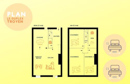 Troyes Bed & Breakfast | Duplex Pasteur - Chambre 3 - Chambre Privée