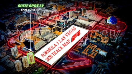 Las Vegas Apartment | Eclipse Studio at MGM Signature Tower 3 BALCONY STRIP VIEW F1 TRACK VIEW