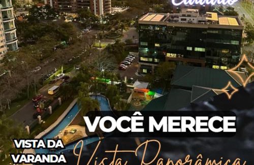 Barra da Tijuca Apartment | Flat com Vista Panorâmica -15- na Barra da Tijuca - Estacionamento Gratuito - Frigobar - Ar condicionado - Piscina - Academia - Balsa para Praia Grátis - Varanda - Vista Parcial Mar e Lagoa