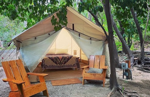 San Bartolo Villa | Glamping orchard and suites with large stone kitchen and pool in Baja Sur.