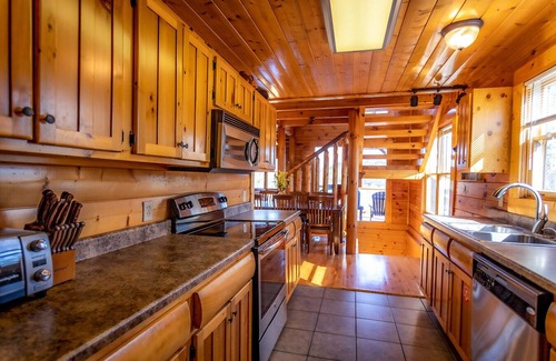 Sevierville Cabin | Mountain-View Family Retreat. Game Rooms, Hot Tub & Pet Friendly.