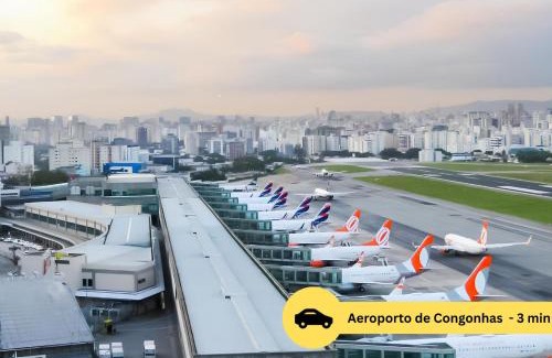 Jardim Aeroporto Apartment | Perto do Aeroporto com escritório, AC e Academia