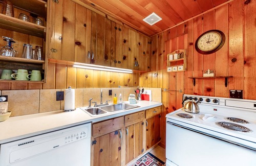 Wallowa County House | Riverfront cabin with large yard, great deck, fireplace, washer/dryer, & WiFi