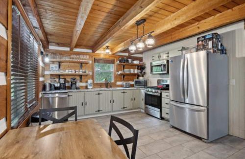Fishers Hill House | Riverfront Log Cabin Hot Tub, Mtn Views & Hottub