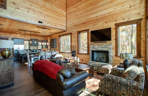 Sevierville Cabin | Sunset View 5BR Cabin w/Heated Pool, Theater & Game Zone