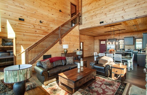 Sevierville Cabin | Sunset View 5BR Cabin w/Heated Pool, Theater & Game Zone