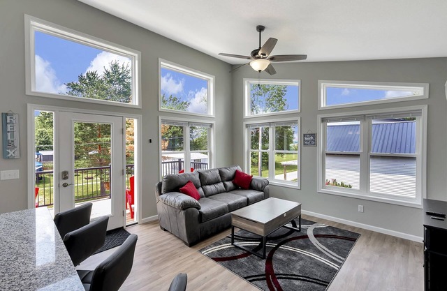 Amazing open water views of Indian Lake with a big deck and open floorplan