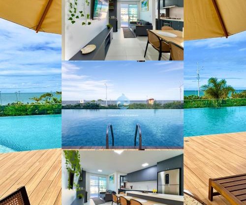 Apto Pé na Areia Condomínio Resort Completo com Piscina borda Infinita, Beach Tennis, Academia, Sala de Jogos, Brinquedoteca, Playground e Portaria 24H 2 Quartos com Ar-Condicionado, Churrasqueira Privativa Reserve Agora e Viva essa Experiência