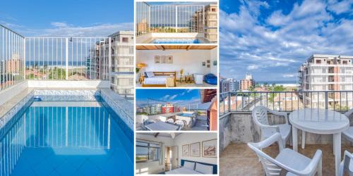 Cobertura vista mar e piscina, 2 suítes e 1 quarto - todos com ar split e smart tv, máquina de lavar