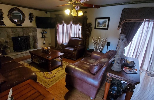 Great location in Poconos, outdoor living space with outdoor seating area, chea