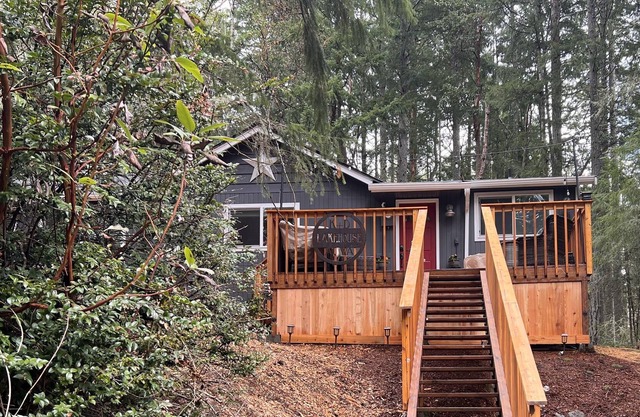House in the Woods by a Lake on an Island