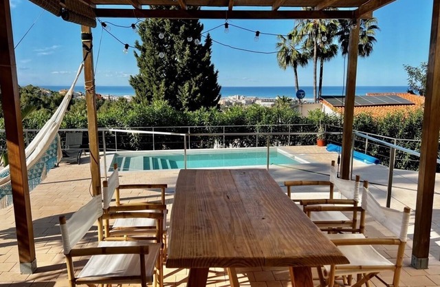 House with pool and sea views bordering natural park, pet friendly