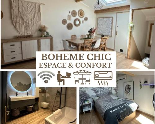 LE BOHEME CHIC - Terrasse BBQ Espace & Confort - Clim et Parking Gratuit - Idéal Famille - PLAGE 15 min - OFFRE SPECIALE