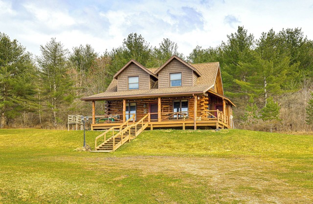Log Cabin w/Pond & Trail Access in Almond!