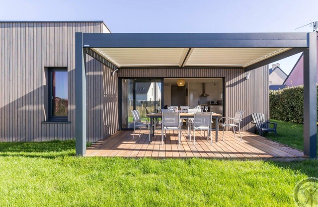 Modern House with Terrace, Bioclimatic Pergola & Enclosed Garden in Portbail