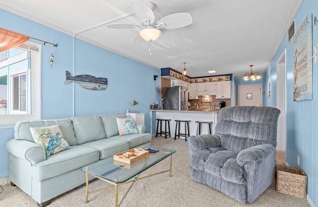 Ocean-view condo with beach access, WiFi, pool, washer/dryer, & AC