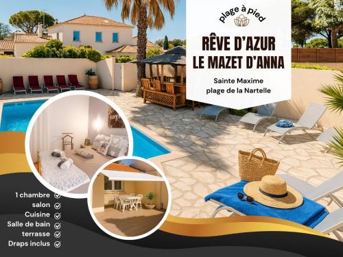 Rêve D'azur plage de la Nartelle, Mazet 35m2, parking, Piscine partagée, Terrasse BBQ & draps inclus