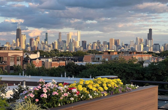 Soaring ceilings, city views and private rooftop deck!
