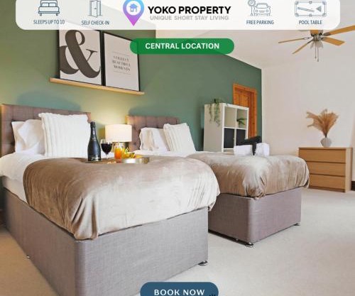 Spacious House in City Centre - Sleeps up to 9 - Free Parking, Super-Fast Wifi, Garden, Balcony, and Smart TV with Virgin TV and Netflix by Yoko Property