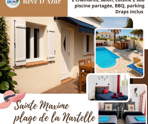T3 35m2 plage de la Nartelle, piscine partagée, BBQ, parking, Wifi, 2 chambres 2 salles de bain, résidence le Rêve D'Azur