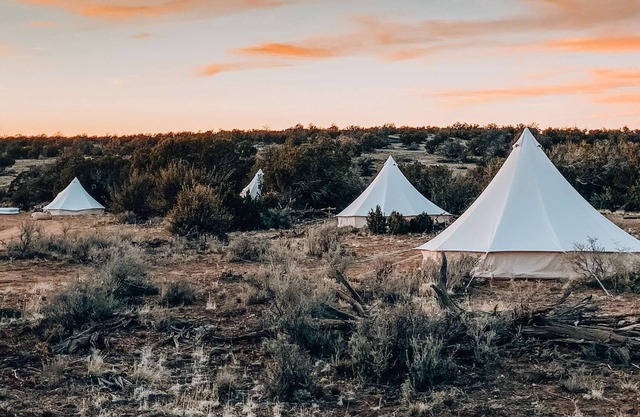 Triple Tent w/ Shared Bathroom - Find us among the juniper trees and open sky.
