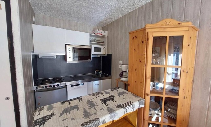 Les Deux Alpes Apartment | 100m from ski slopes, Ground floor, balcony, tv, ski locker, 32m², Les 2 Alpes