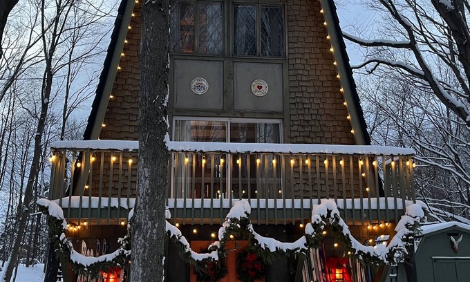 Harbor Springs Ski Chalet | 1969 Mid Century Modern Ski Chalet w Views of Boyne Highlands Next to Nubs Nob