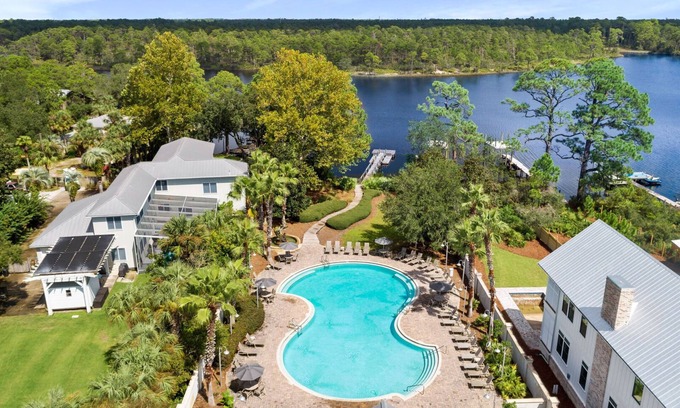 West Panama City Beach House | 2 Homes in Inlet Beach | Dock+Lake Access, Saltwater Pool, Close to the Beach