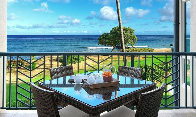 Wailua Condo | A206 - Oceanfront Luxury Comfort with Ocean Views in Every Room AC, Pool, & Spa