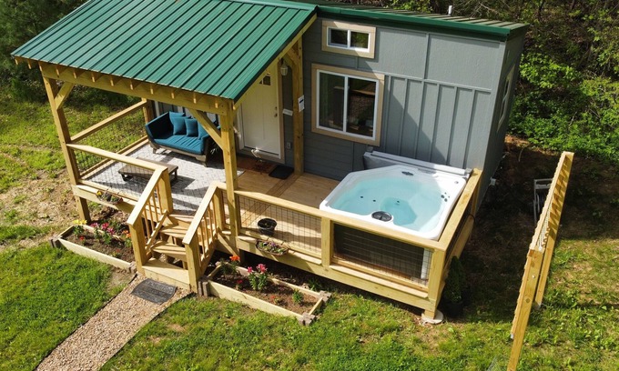 Weaverville House | Brand new boho tiny home with hot tub, minutes from Asheville.