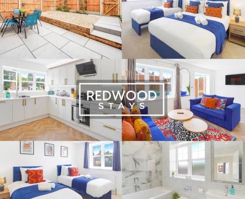 Rushmoor District House | Brand New Spacious 4 Bedroom Houses For Contractors & Families with Free Parking, Garden, Fast WiFi and Netflix By Redwood Stays