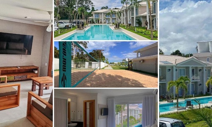 Arraial d'Ajuda House | Casa em condomínio a 200m da praia em Arraial D'ajuda, com 3 suites, sala climatizada, área gourmet privativa, Internet 300MBPS, condomínio com piscinas adulto e infantil, sauna, quadra de beach tenis e portaria 24hrs.