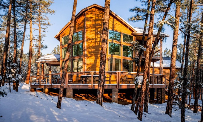 Sierra Pines Cabin | Charming cabin backing a National Forest with stunning deck, grill, fireplace