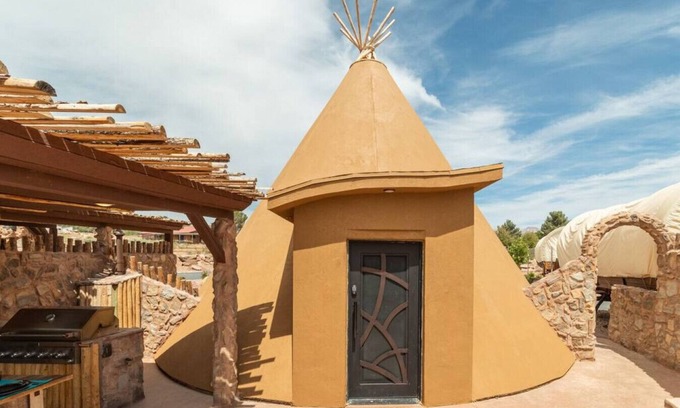 Virgin RV Rental | Crow Tipi by the Pond with 1 King Bed, Hot Tub and Outdoor Kitchen Unit #36
