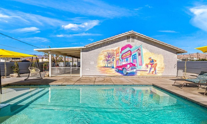 Desert Hot Springs House | Fun Desert Getaway! Saltwater Pool Jacuzzi+Game room+views.Enjoy the sun longer