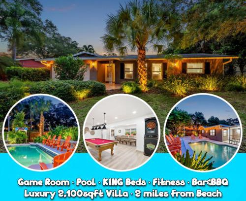 Largo Villa | King Beds - Game Room - Pool - Beach 2m - 2,100sqft